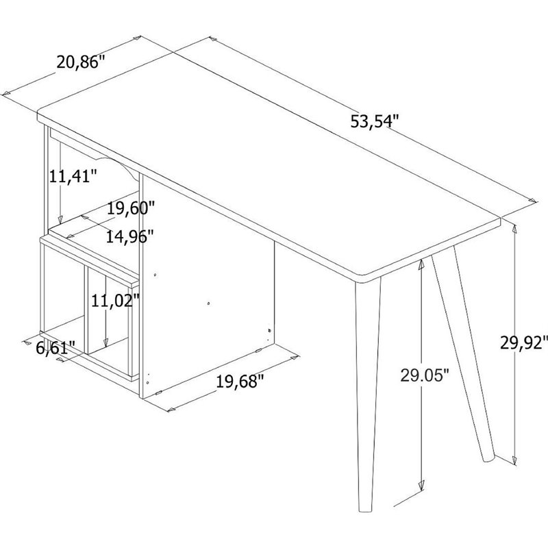 Manhattan Comfort Hampton Wood Home Office Desk with 3 Cubby Spaces in White