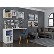Manhattan Comfort Hampton Wood Home Office Desk with 3 Cubby Spaces in White