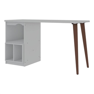 Manhattan Comfort Hampton Wood Home Office Desk with 3 Cubby Spaces in White