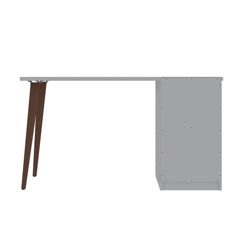 Manhattan Comfort Hampton Wood Home Office Desk with 3 Cubby Spaces in White