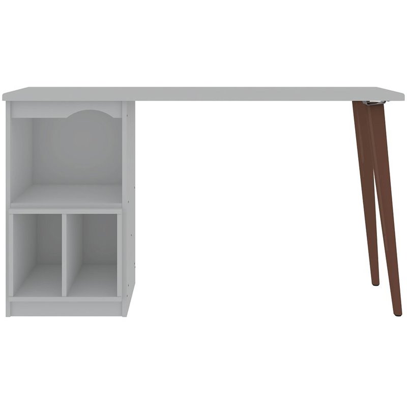 Manhattan Comfort Hampton Wood Home Office Desk with 3 Cubby Spaces in White