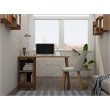Manhattan Comfort Hampton Wood Home Office Desk with 3 Cubby Spaces in Maple