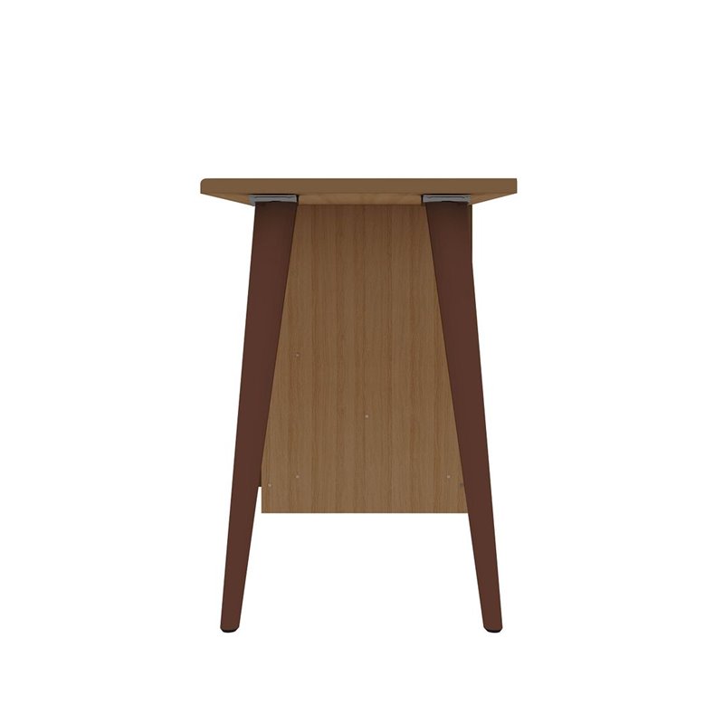 Manhattan Comfort Hampton Wood Home Office Desk with 3 Cubby Spaces in Maple