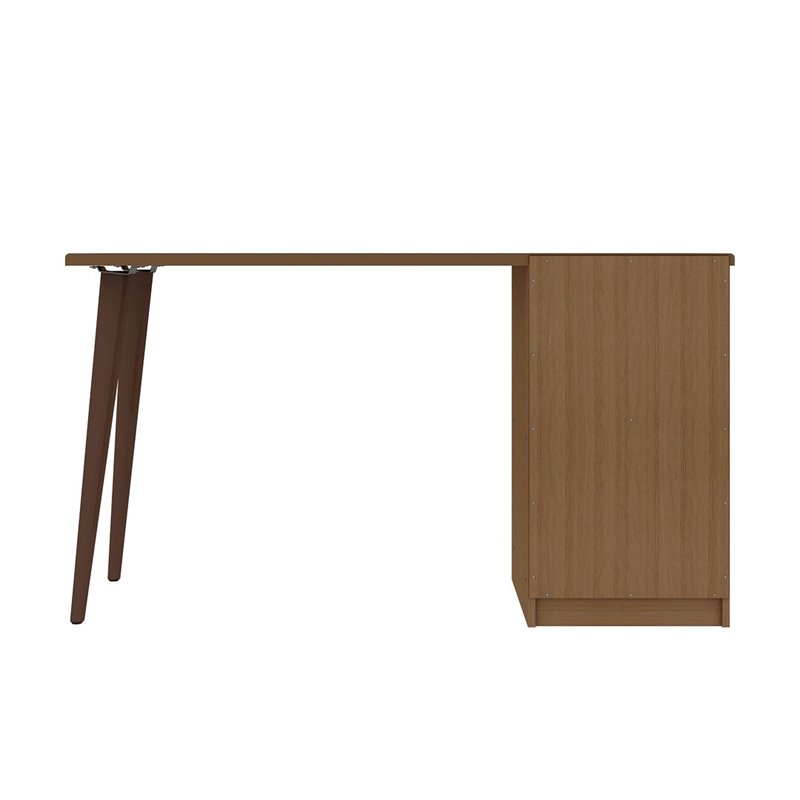 Manhattan Comfort Hampton Wood Home Office Desk with 3 Cubby Spaces in Maple