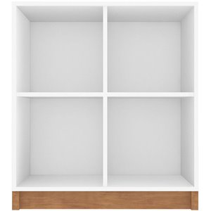 cornelia wood low 4 shelf bookcase in white & nature