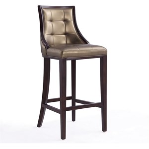 Manhattan Comfort Fifth 31.5&quot Faux Leather Barstool in Bronze/Walnut