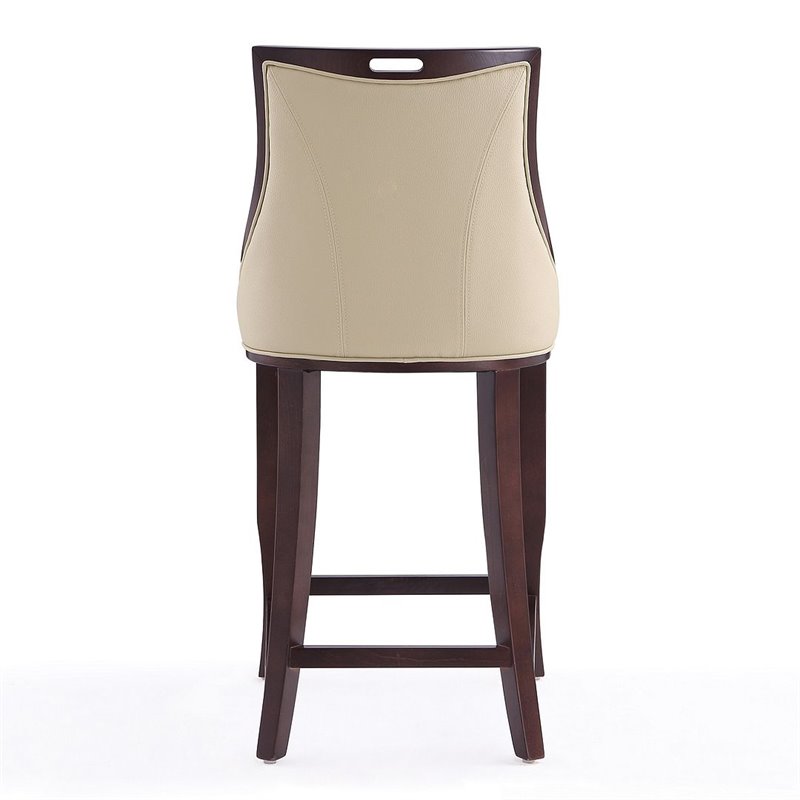manhattan comfort emperor 27&quot faux leather counter stool in cream/walnut