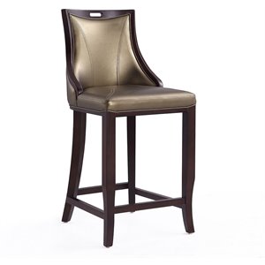 Manhattan Comfort Emperor 27&quot Faux Leather Counter Stool in Bronze/Walnut