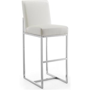 Manhattan Comfort Element 29.53&quot Faux Leather Barstool in White