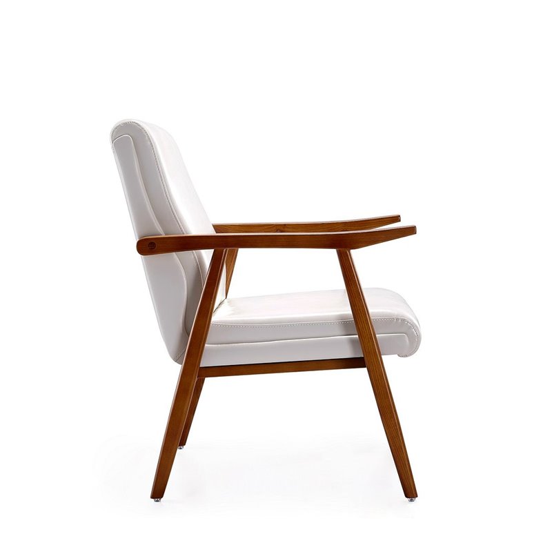 Manhattan Comfort ArchDuke Faux Leather Accent Chair in White/Amber