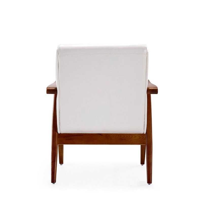 Manhattan Comfort ArchDuke Faux Leather Accent Chair in White/Amber