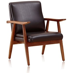 archduke faux leather accent chair in black & amber