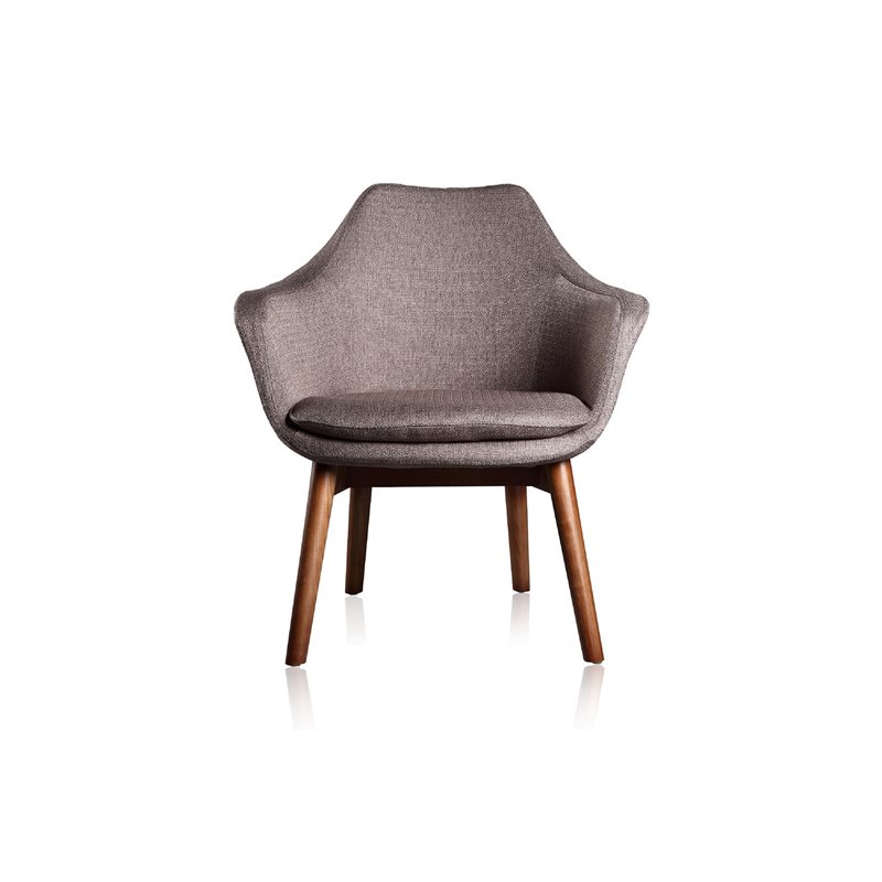 Manhattan Comfort Cronkite Fabric Accent Chair in Gray/Walnut