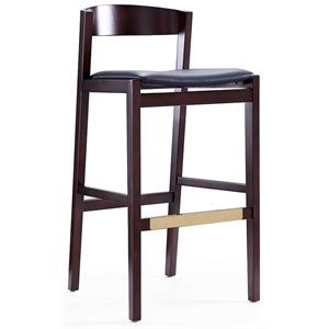 Manhattan Comfort Klismos 30.5&quot Faux Leather Barstool in Black/Walnut