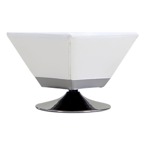 Manhattan Comfort Diamond Faux Leather Swivel Ottoman in White