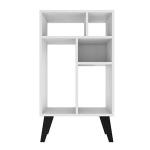 warren wood low bookcase 3.0 with 5 shelves in white with black feet