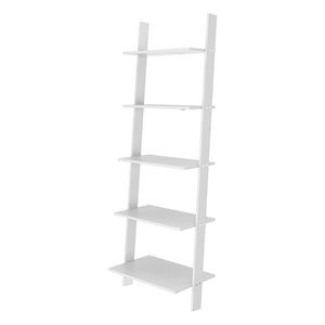cooper wood 5 tier floating ladder bookcase in white