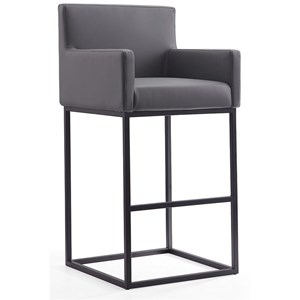 Manhattan Comfort Ambassador 30&quot Faux Leather Barstool in Gray