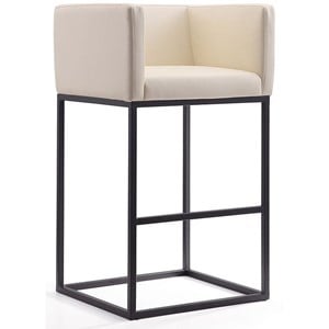 Manhattan Comfort Embassy 29&quot Faux Leather Barstool in Cream & Black