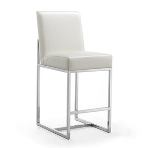 Manhattan Comfort Element 24.8&quot Faux Leather Counter Stool in White
