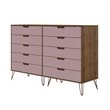 Manhattan Comfort Rockefeller 10-Drawer Wood Dresser in Pink/Natural
