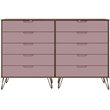 Manhattan Comfort Rockefeller 10-Drawer Wood Dresser in Pink/Natural
