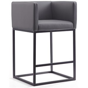 Manhattan Comfort Embassy 25&quot Faux Leather Counter Stool in Gray