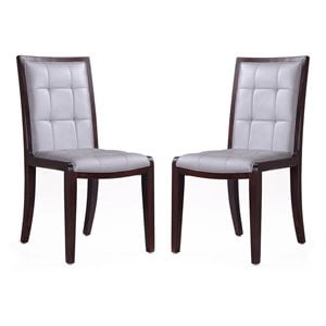 Manhattan Comfort Executor 18.1&quot Faux Leather Dining Chair in Silver (Set of 2)