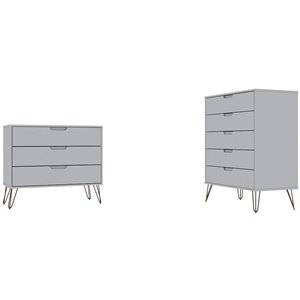 rockefeller wood 3 & 5 drawer dresser set in white