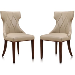 Manhattan Comfort Reine 18.5&quot Faux Leather Dining Chair in Cream (Set of 2)