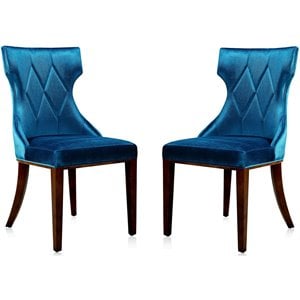 Manhattan Comfort Reine 18.5&quot Velvet Dining Chair in Cobalt Blue (Set of 2)
