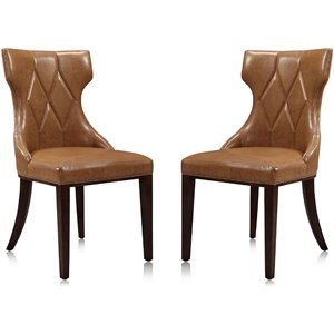 Manhattan Comfort Reine 18.5&quot Faux Leather Dining Chair in Brown (Set of 2)