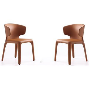 Manhattan Comfort Conrad 17.3&quot Faux Leather Dining Chair in Brown (Set of 2)