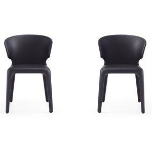 Manhattan Comfort Conrad 17.3&quot Faux Leather Dining Chair in Black (Set of 2)