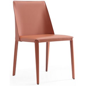 Manhattan Comfort Paris 17.32&quot Leather Dining Chair in Clay Pink (Set of 2)