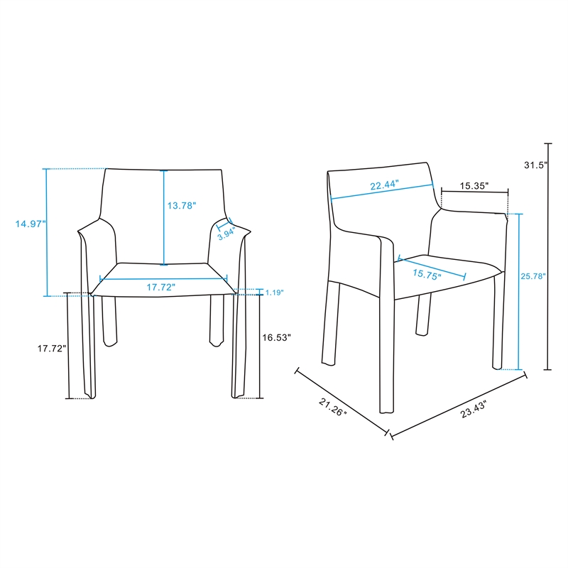 Manhattan Comfort Vogue Faux Leather & Metal Armchair in Gray
