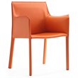 Manhattan Comfort Paris Saddle Leather Arm Chair in Coral Orange