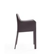 Manhattan Comfort Paris Saddle Leather & Metal Arm Chair in Gray