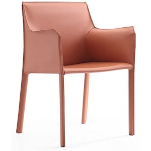 Manhattan Comfort Paris Saddle Leather Arm Chair in Clay Pink