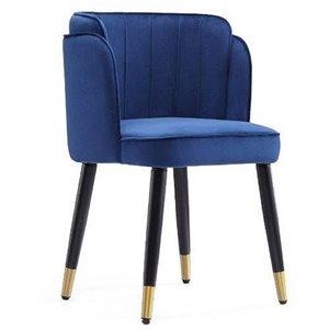 Manhattan Comfort Zephyr 18.9&quot Velvet & Wood Dining Chair in Royal Blue