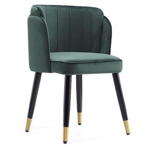 Manhattan Comfort Zephyr 18.9&quot Velvet & Wood Dining Chair in Hunter Green