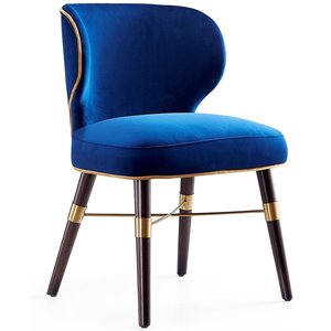 Manhattan Comfort Strine 19.3&quot Velvet & Metal Dining Chair in Royal Blue