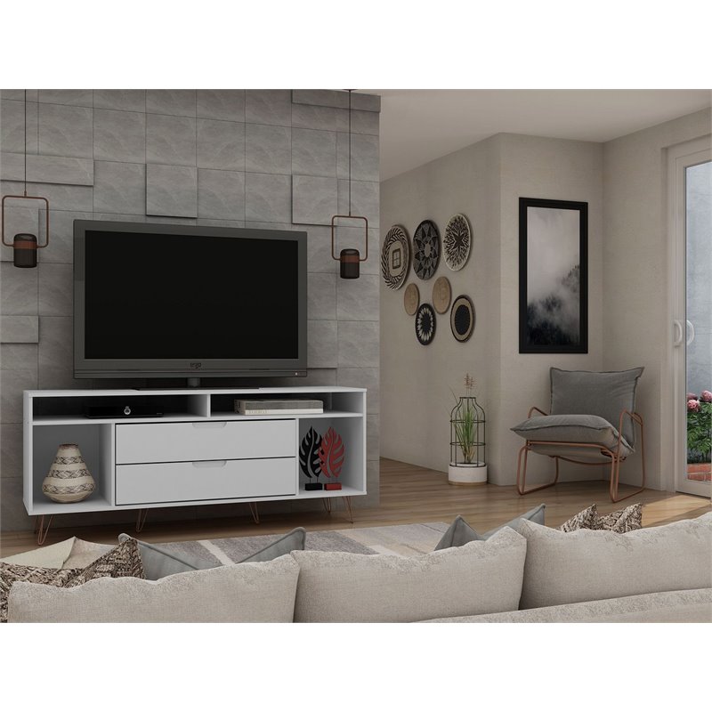 Manhattan Comfort Rockefeller Wood TV Stand for TVs up to 60