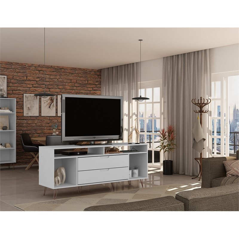 Manhattan Comfort Rockefeller Wood TV Stand for TVs up to 60