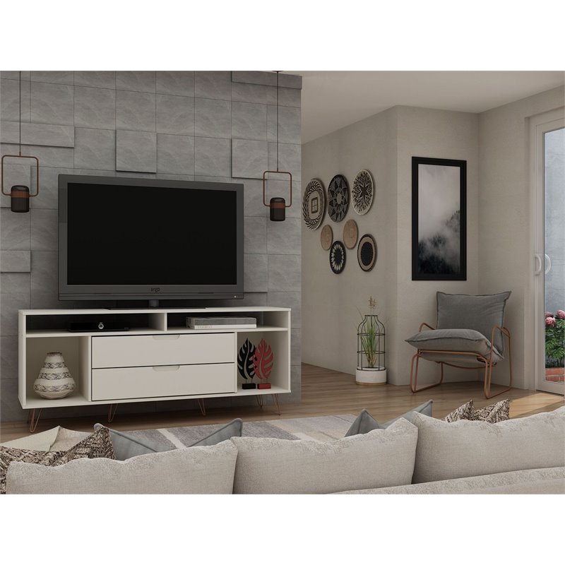 Manhattan Comfort Rockefeller Wood TV Stand for TVs up to 60
