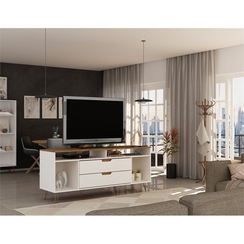 Manhattan Comfort Rockefeller Wood TV Stand for TVs up to 60