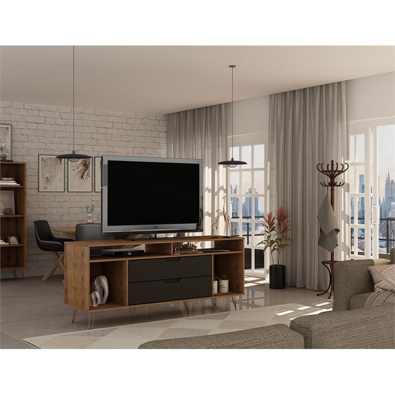 Manhattan Comfort Rockefeller Wood TV Stand for TVs up to 60