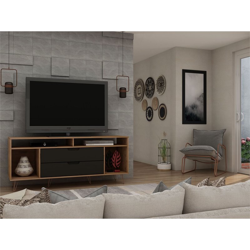 Manhattan Comfort Rockefeller Wood TV Stand for TVs up to 60