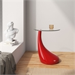 Manhattan Comfort Lava Plastic/Tempered Glass Accent Table in Red/Clear
