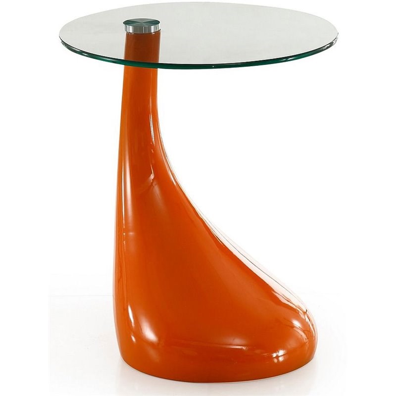 Manhattan Comfort Lava Plastic/Tempered Glass Accent Table in Orange/Clear